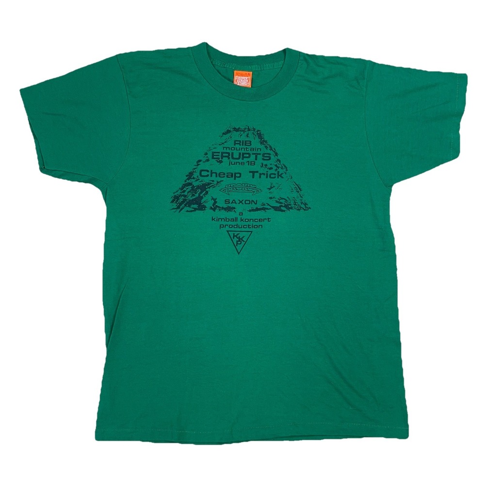 Vtg Cheap Trick 1982 CREW ONLY Tour T-Shirt XL Screen Stars Single Stitch Green